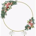 Fandature 7 Ft Round YPF5 Wedding Arch for Ceremony Metal Balloon Arch Stand with Two Water Bags for Party Decoration Circle Backdrop Stand for Birthday Gold