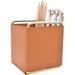 Leather Pencil Holder Pencil Organizer Office Supplies Desktop Organizer Iron Art Desktop Makeup Brush Remote Control Storage Box Office Pen Holder for Desk Brown