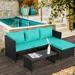 3-Piece Outdoor PE Rattan Furniture Set Patio Black Wicker Conversation Loveseat Sofa Sectional Couch Khaki Cushion