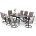 durable VILLA Outdoor Dining Set for 8 Patio Table and Chairs Set with 8 Padded Deep Seating Swivel Dining Chairs & Full Metal Extendable Table Outside Furniture Dining Set for Pool