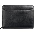 Italian Leather Zip Around Inside Multi Pockets Pen Loop Padfolio Organizer With Letter Writing Pad Gift Black
