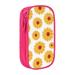 XMXY Large Capacity Pencil Case Thanksgiving Sunflower Floral Art Pencil Box Pouch with Compartments Portable Pencil Bags with Zipper for Teen Girl Pink