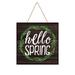 Meuva Spring Wreath Hellowelcome Logo Wooden Signboard Front Door Porch Home Decoration Wall Decoration 30cm/11.8in Small Stained Glass Windows Christmas Beaded Garland with Lights Swinging Car Cat