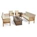 Noble House Carolina 6-Piece Outdoor Acacia Wood Sofa Set in Teak Brown