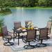 Outdoor Dining Set 7 Piece Outdoor Furniture Set 6 Swivel Dining Chairs and Rectangular Metal Dining Table for Lawn Garden Yards Poolside