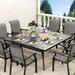 Dextrus 9-Piece Outdoor Dining Set with Metal Patio Table and Swivel Chairs Padded Swivel Patio Dining Set for Garden Porch or Lawn Gray