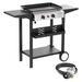 17.3 Inch 2 Burner BBQ Gas Grill Griddle Stainless Steel Portable Detachable 20 000 BTU Table Top Propane Barbecue Grill with Side Table for Camping or Tailgating (Griddle & Shelf)