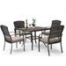 7 Piece Patio Dining Set Outdoor Dining Table Set Patio Wicker Furniture Set for Backyard Garden Deck Poolside/Iron Slats Table Top Removable Cushions(Beige)