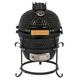 YAPENG Round Ceramic Grill Kamado BBQ Charcoal Grill Portable Barbecue Grill with Thermometer for Variations on Cooking Black