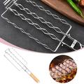 Ctnporpo Kitchen Supplies Barbecue Clips Tongs Sausage Barbecue Net BBQ Tool 304 Stainless Steel Corn Barbecue Rack Removable Foldable Portable Barbecue Net Clip