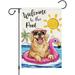 Welcome Summer Pool Garden Flag 12x18 Double Sided Burlap Small Golden Retriever Dog Garden Yard House Flags Outside Outdoor Spring Seasonal Pool Porch Lawn Decoration (Only Flag)