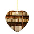 Meuva Book Lovers Heart Shaped Bookshelf Pendant Acrylic Ornament Tanning Salon Decorations for Business Christmas Lamps for Cars Pencil Ornament Glass