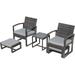 Patio Furniture Set 5 Pieces Outdoor Wicker Furniture with Coffee Table Cushions (Light Grey) Modern Rattan Patio Chairs Conversation Sets with Sofa for Garden Terrace Porch Balconies Lawns