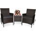 YFbiubiulife 3 Piece Patio Set Outdoor Wicker Rattan Conversation Set Porch PE Rattan Outdoor Set with Coffee Table Chairs & Thick Cushions for Patio Garden Lawn Backyard Pool (Br