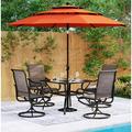 6-Piece Patio Dining Set with Umbrella Outdoor Metal Furniture Set with 4 Sling Dining Swivel Padded Chairs 1 x 37 Square Metal Table and 1 x 10ft 3 Tiers Umbrella (Navy)