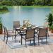 MIXPATIO Outdoor Patio Dining Set 7 Piece Furniture Set withMetal Patio Dining Table with Umbrella Hole Table for Deck Garden Backyard Lawn Poolside