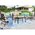 simple & William Extra Large & High Back Patio Furniture Set Metal Modern Outdoor Conversation Sets with 3-Seat Sofa 2 Motion Chairs 1 Coffee Table 5.5 Thicken & Water