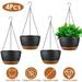 iMounTEK 4Pcs Hanging Planter Set 9.64in Diameter Plastic Hanging Plant Pot with Drainage Holes Removable Self-Watering Tray for Indoor Outdoor Herb Ivy Fern Gray