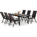 & William 9 Pieces Patio Dining Set for 8 Outdoor Dining Furniture with 1 X-large E-coating Square Metal Table and 8 Rattan Chairs with Cushions Outdoor Table & Chairs for Porch