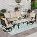 durable VALLEY Patio Conversation Set 4 PCS Outdoor Furniture Set Metal Sofa Set Rocking Chairs with Thick Upgrade Cushion and Coffee Table Beige\u2026