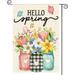 Hello Spring Garden Flag 12x18 Inch Double Sided Outside Floral Mason Jar Holiday Yard Outdoor Flag