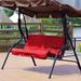 Tomantery Outdoor Swing 3-Seat YPF5 Chair Waterproof Cushion Hammock Bench Cushion Cover Replacement for Patio Garden Yard Lawn Rocking Chair Cover Outdoor Rocking Chair Covers(red)