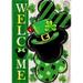 Covido Welcome St Patricks YPF5 Day Mouse Decorative Garden Green Black Hat Shamrock Clover Stripes Yard Outside Decorations Irish Holiday Farmhouse Outdoor Small Home Decor Double Sided 12 x 18