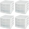 TJUNBOLIFE N/W 4 Pack 17918004 Clearview Portable 3 Drawer Organizer Cabinets