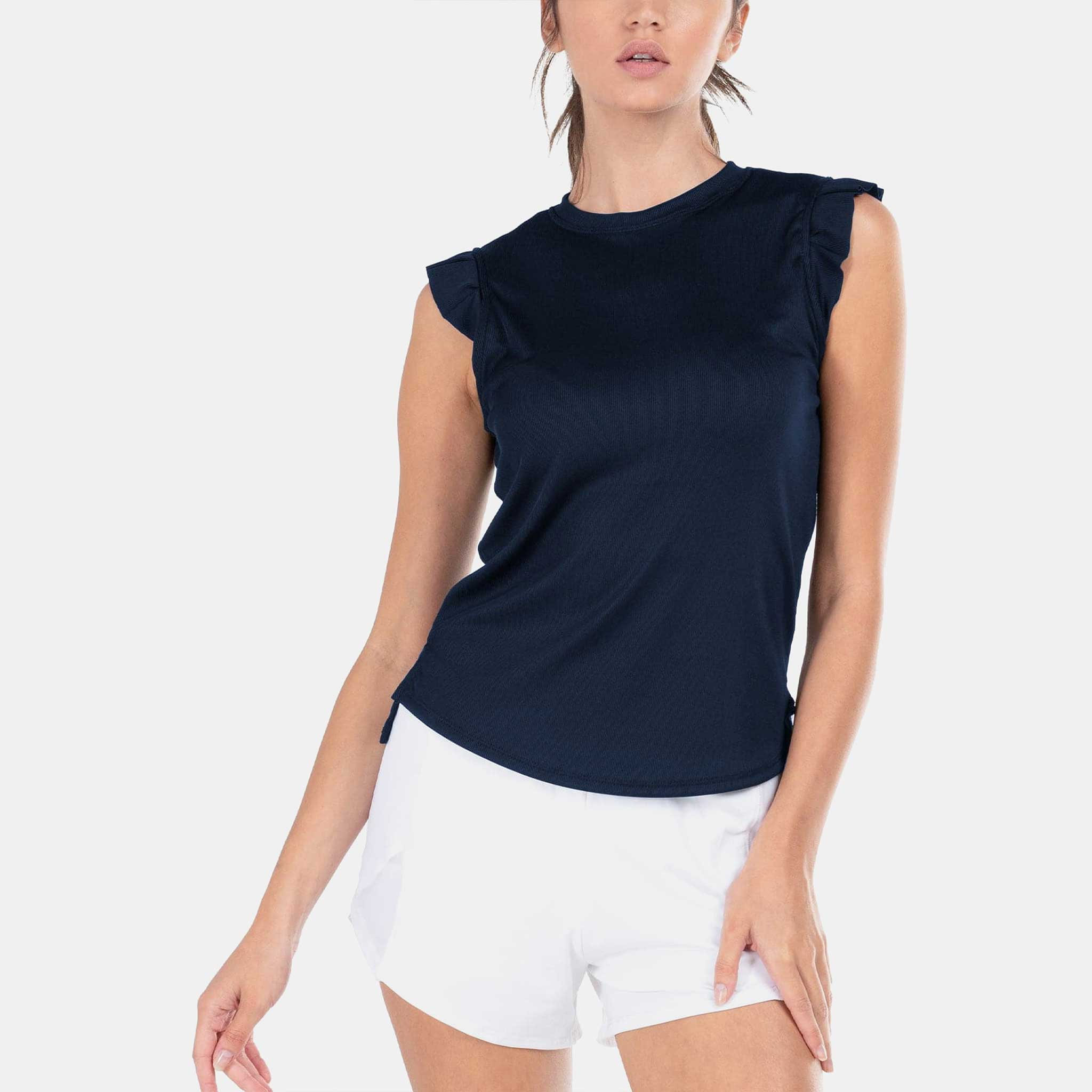 Lucky In Love Bring It On Rib Tank Women's Tennis Apparel Midnight