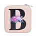 Duklien Personalized Women s Jewelry Box Travel Jewelry Box English Alphabet Flower Jewelry Makeup Bag Gifts for Women Gifts for Friends (Hot Pink)