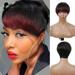 Pixie Cut Wigs for Black Women 9A Short Straight Human Hair Wigs with Bangs Short Layered Pixie Wigs for Black Women Natural 6inches 1B99J