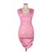 Cocktail Dress - Bodycon: Pink Graphic Dresses - New - Women's Size X-Large