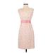 Ann Taylor Cocktail Dress: Pink Jacquard Dresses - Women's Size 0 Petite