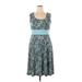 Perceptions Casual Dress - A-Line: Teal Paisley Dresses - Women's Size X-Large