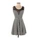 Forever 21 Casual Dress - A-Line V Neck Sleeveless: Black Chevron Dresses - Women's Size Small