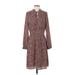 H&M Casual Dress - Shirtdress: Burgundy Leopard Print Dresses - Women's Size 4