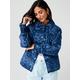 V by Very Printed Quilted Jacket - Blue, Blue, Size 8, Women