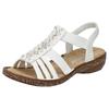 Sandale RIEKER, Damen, Gr. 36, weiß (sanftes weiß), Lederimitat, klassisch, Schuhe, Sommerschuh, Sandalette, Keilabsatz, mit Gummizüge