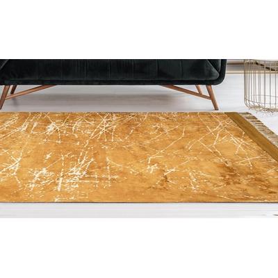 Teppich PADIRO "Dolce Vita 225", gold, B:200cm H:10mm L:290cm, Viskose, Teppiche, Modern bedrucktes Unikat, Trendige Verwaschung Image