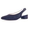 Slingpumps GABOR, Damen, Gr. 40, blau (nachtblau), Ziegenveloursleder, unifarben, elegant, Schuhe, Blockabsatz, Abendschuh, Sommerschuh mit elastischem Riemchen