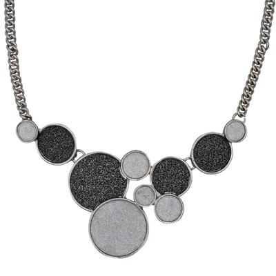 Collierkettchen STEUER "Metallcollier mit glitzernder Kreiszierde rhodiumf.", grau (silbergrau), Halsketten, Damen, 54cm, Metall, L: 54cm B: 100.0mm, B:100.0mm Image