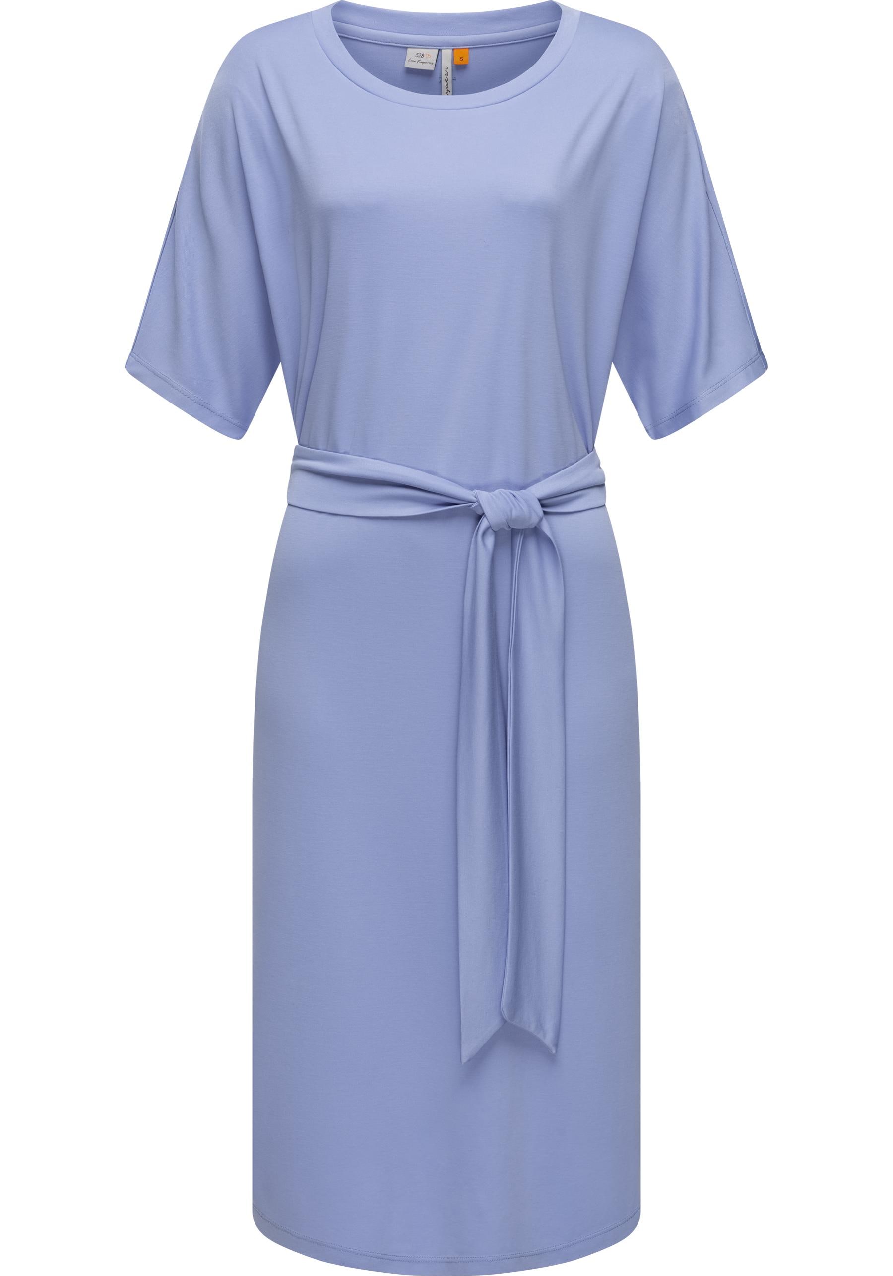 Shirtkleid RAGWEAR "Pallerma", Damen, Gr. L (40), Normalgrößen, blau, Material: 70% Modal, 30% Polyester, figurbetont knielang, Rundhals, Ärmel ohne Ärmelschlitz normaler Saum, Kleider, stylisches Sommerkleid mit Bindeband an der Taille Image