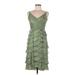 Adrianna Papell Cocktail Dress - Formal Ruffles Sleeveless: Green Dresses - Women's Size 6