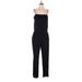 Ann Taylor Jumpsuit Plunge Sleeveless: Black Print Jumpsuits - Women's Size 10