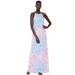 Lilly Pulitzer Dresses | Lilly Pulitzer Maxi Sundress Tropical Summer Long Pima Cotton Dress Size Large | Color: Blue/Pink | Size: L