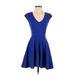 Aqua Casual Dress - Fit & Flare: Blue Solid Dresses - Women's Size Small