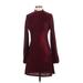 Lulus Casual Dress - Sweater Dress: Burgundy Jacquard Dresses - Women's Size Small