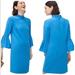 J. Crew Dresses | J. Crew Blue Ruffle Neck 365 Long Bell Sleeve Shift Dress 4 Ak212 Ab5 | Color: Blue | Size: 4