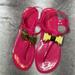 Kate Spade Shoes | Kate Spade Hot Pink Plastic Thong Sandals With Gold Bow Size 9 | Color: Pink | Size: 9