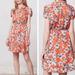 Anthropologie Dresses | Anthropologie Maeve Orange Silk Floral Spectrum Dress Size 6 | Color: Gray/Orange | Size: 6